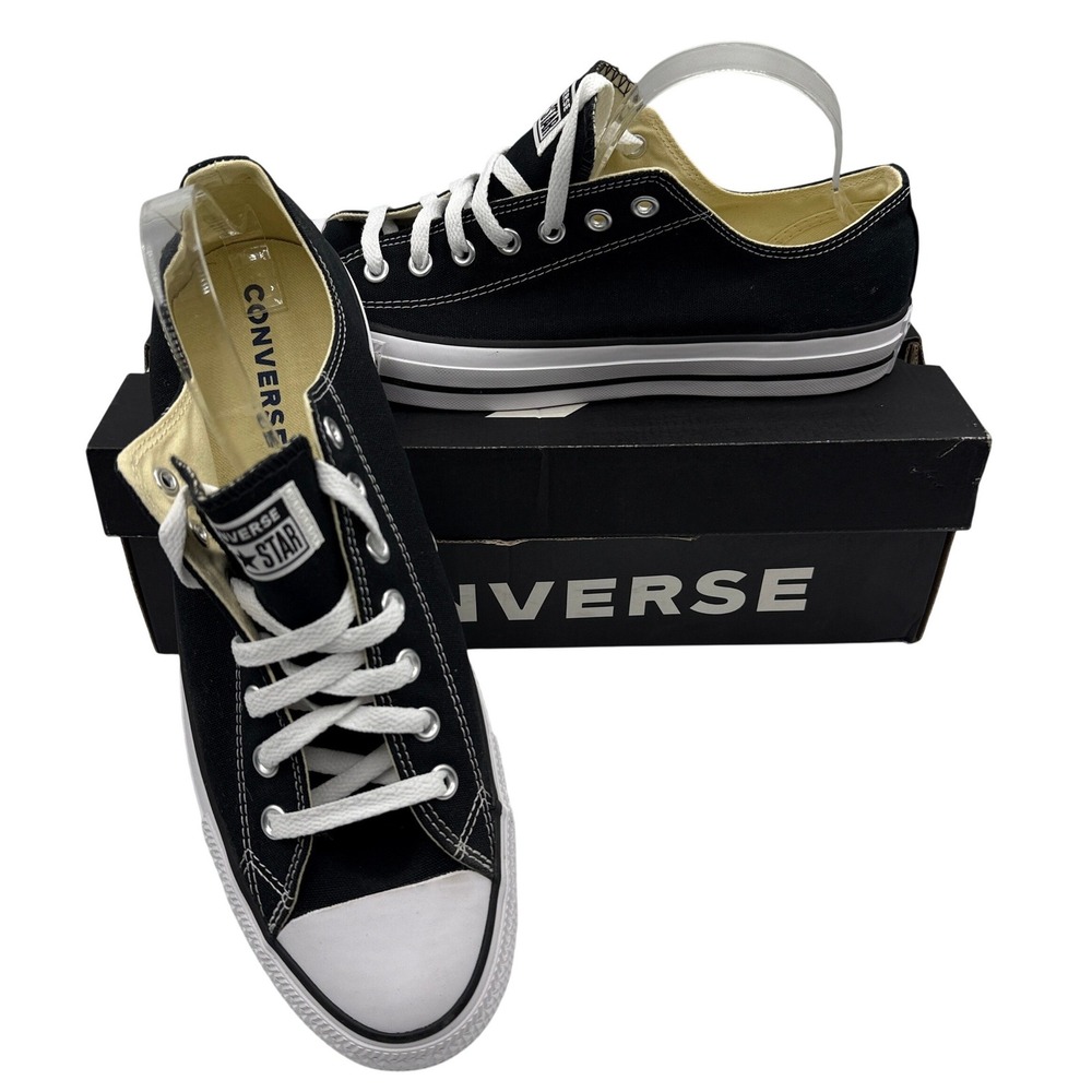 Converse All Star Ox Mens 12 Womens 14 Black Low Top Canvas Sneakers M9166